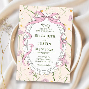 Invitation Mariage floral doux vintage