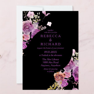 Invitation Mariage floral dramatique et violet