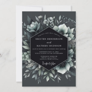 Invitation Mariage Floral Dramatique sur Ardoise