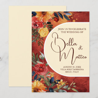 Invitation Mariage Floral du Soleil Méditerranéen Boho Terrac