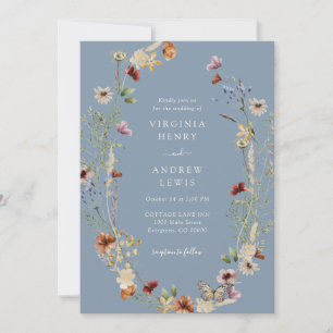 Invitation Mariage floral Dusty Blue Boho