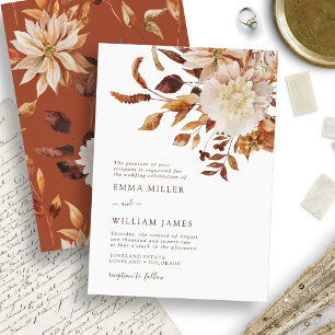 Invitation Mariage Floral Élégant à l'Aquarelle d'Automne