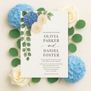 Invitation Mariage Floral Élégant à l'Hortensia