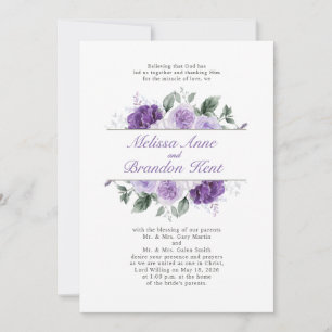 Invitation Mariage Floral Élégant Aquarelle Violette