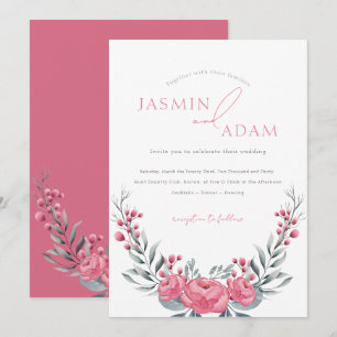 Invitation Mariage Floral Élégant aux Pivoines Roses