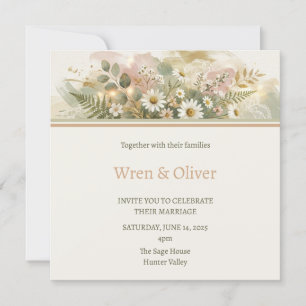 Invitation Mariage Floral Élégant avec Hydrangea Blanc