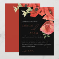 Mariage Floral Élégant Coquelicot Noir Rouge