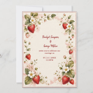 Invitation Mariage floral élégant cottagecore aux baies roses