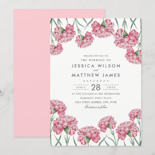 Invitation Mariage floral élégant de fleurs roses classiques
