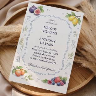 Invitation Mariage Floral Élégant de Fruits Méditerranéens