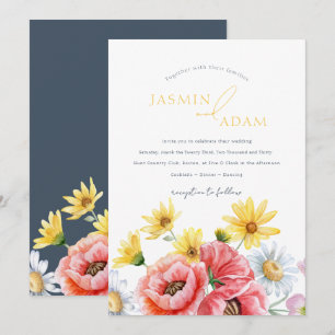 Invitation Mariage Floral Élégant de Tournesol Fleur Sauvage 