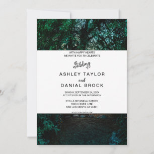 Invitation Mariage floral élégant en bois avec guirlande de l