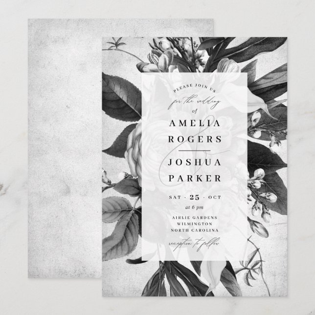 Invitation Mariage floral élégant et chic industriel (Devant / Derrière)