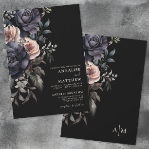 Invitation Mariage Floral Élégant et Sombre