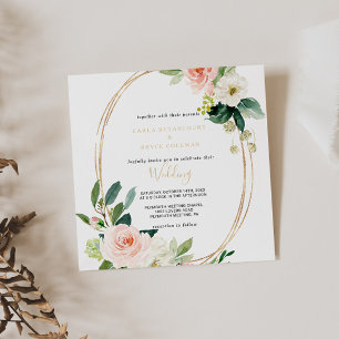 Invitation Mariage floral élégant géométrique de verdure & d'