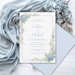 Invitation Mariage Floral Élégant Hydrangea Bleue