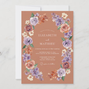 Invitation Mariage Floral Élégant Mauve Poussiéreux