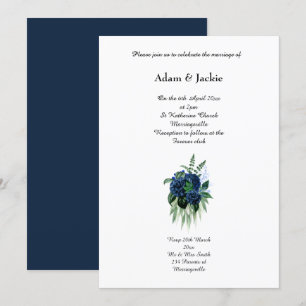 Invitation Mariage FLORAL ELEGANT NAVY EUCALYPTUS