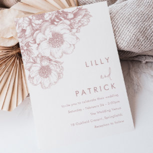 Invitation Mariage Floral Élégant Rose