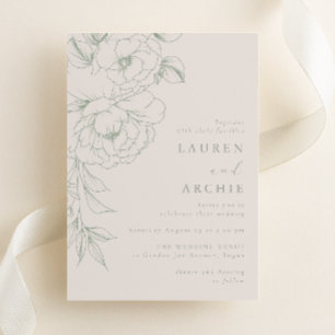 Invitation Mariage Floral Élégant Vintage au Sage