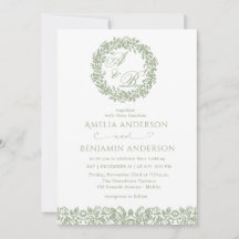 Mariage Floral Élégant Vintage Français Vert Sauge