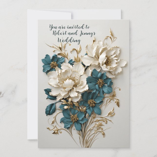 Invitation Mariage floral élevé (Devant)