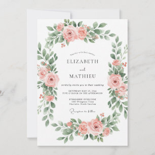 Invitation Mariage Floral Embrassant les Pêches