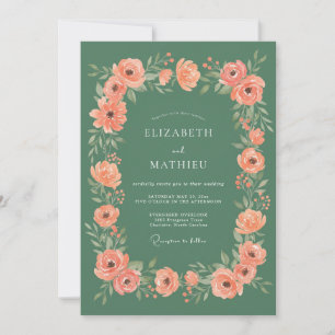 Invitation Mariage Floral Embrassant Vert Sauge