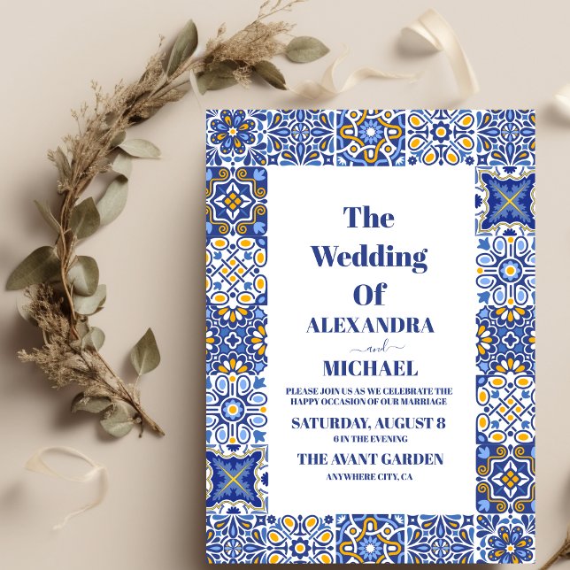 Invitation Mariage Floral en mosaïque mexicaine (Créateur téléchargé)