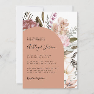 Invitation Mariage floral en terre cuite Boho