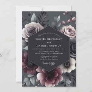 Invitation Mariage Floral Enchantement Rose Poussiéreux