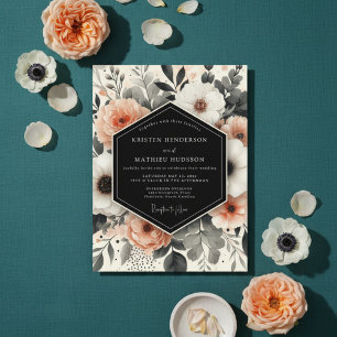 Invitation Mariage Floral Éthéré aux Pêches