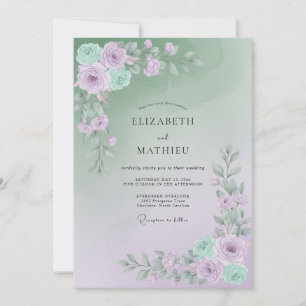 Invitation Mariage Floral Éthéré de Sauge et de Lavande