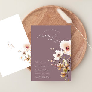 Invitation Mariage Floral Fantaisiste Fleurs Sauvages Rose Vi