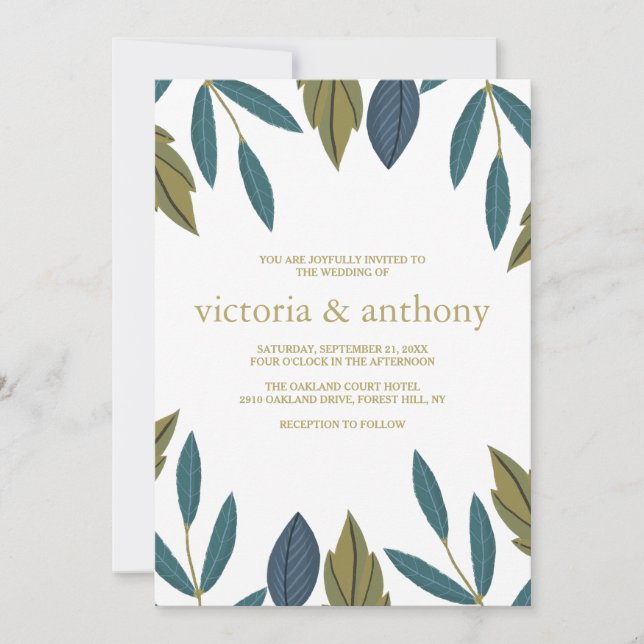 Invitation Mariage floral feuille rustique (Devant)