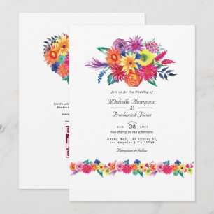 Invitation Mariage Floral Fiesta RSVP Code QR