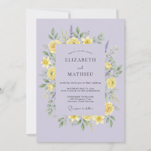 Invitation Mariage Floral Fleur Jaune Lilas