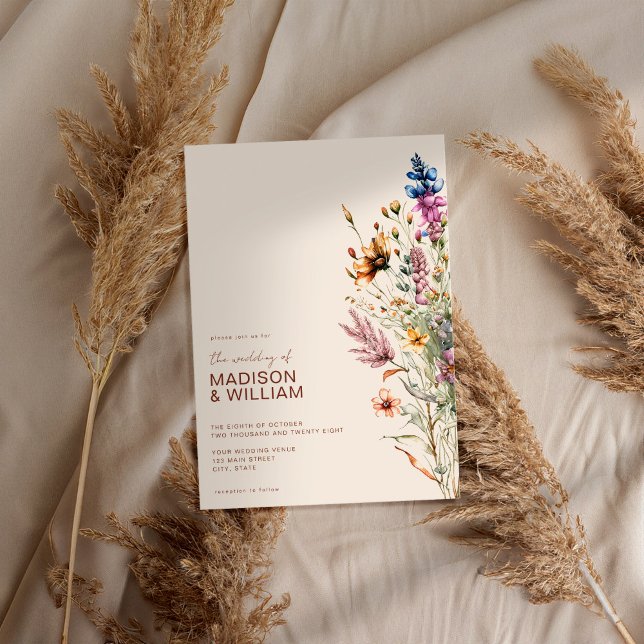 Invitation Mariage Floral Fleur sauvage Boho moderne (Créateur téléchargé)