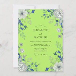 Invitation Mariage Floral Fleur Verte Citron