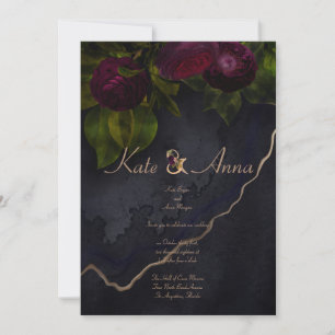 Invitation Mariage floral foncé et moody