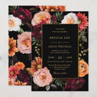 Mariage floral foncé Moody Orange Bourgogne