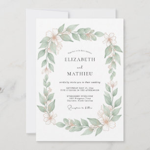 Invitation Mariage Floral Frais Sage