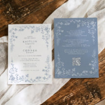 Mariage Floral Français Bleu Poussiéreux Vintage