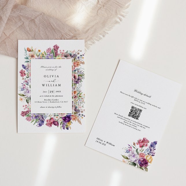 Invitation Mariage Floral Garden QR Code Tout en un (Créateur téléchargé)