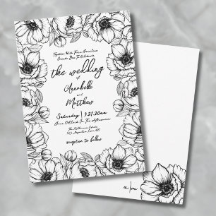 Invitation Mariage floral géant tiré à la main