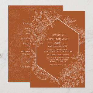 Invitation Mariage Floral Géométrique Tout en un