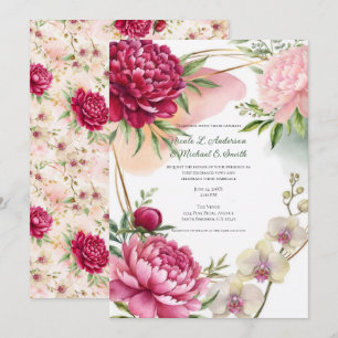 Invitation Mariage Floral Glam Jardin Pivoine & Orchidée 