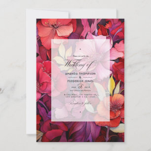Invitation Mariage Floral Hiver Riches Rouges