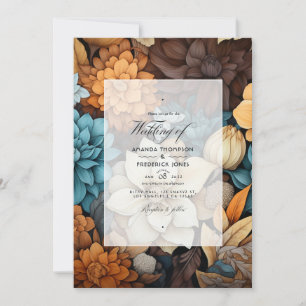 Invitation Mariage Floral hivernal Mélange Brun