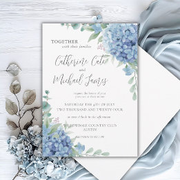 Invitation Mariage Floral Hydrangea Bleue
